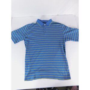 Nike Polo Shirt Mens S Blue Striped Dri-FIT Golf Short Sleeve Collared